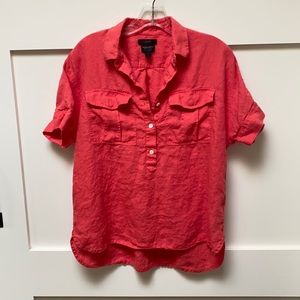 Orange J. Crew linen shirt